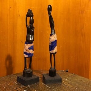 African Handmade Resin Man / Women Couple w/Beaded Embellishments South Africa